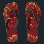 Aunt of the Bride Dark Burgundy & Gold Foliage Flip Flops<br><div class="desc">These gorgeous Aunt of the Bride dark burgundy and gold foliage flip flops have a dark burgundy background that is adorned with an intricate gold floral greenery pattern and customizable modern typography. The combination of the rich burgundy and the shimmering gold create an elegant and luxurious aesthetic. It's a beautiful...</div>
