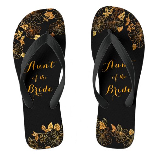 Aunt of the Bride Emerald Green  Gold Foliage Flip Flops