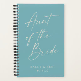 Aunt of the Bride Minimalist Personalized Teal Notebook