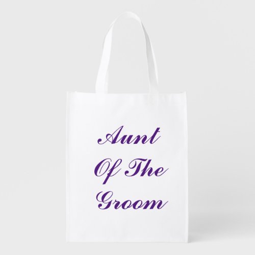 Aunt Of The Groom Stylish Purple Elegant Wedding Grocery Bag