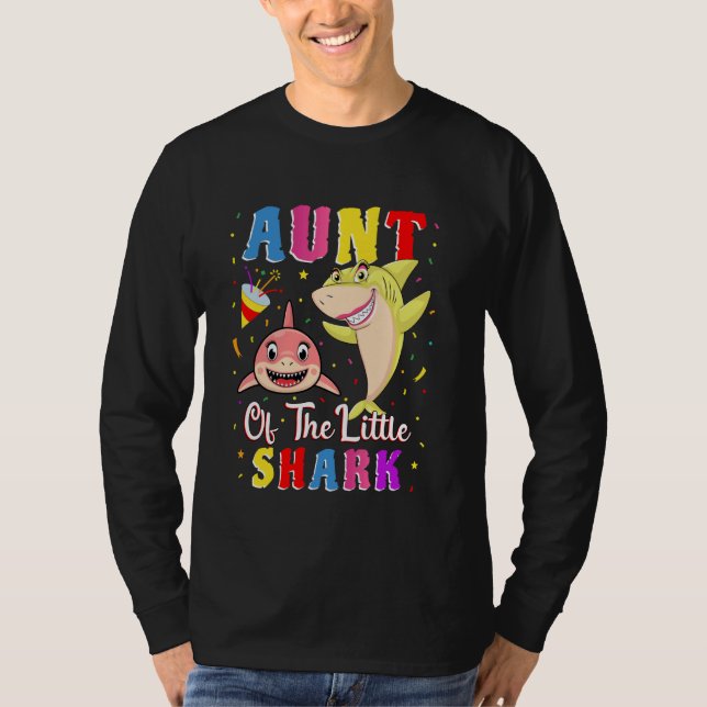 Aunt Of The Little Shark Aunty Niece Shark Birthda T-Shirt (Front)
