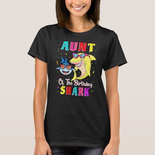 Aunt Of The Shark Birthday Family Matching Birthda T_Shirt
