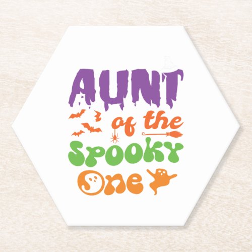 Aunt Of The Spooky One Halloween Family Matching Paper Coaster