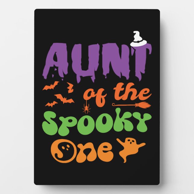 Aunt Of The Spooky One Halloween Family Matching Plaque (Front)