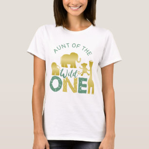 Aunt of the Wild One Safari 1st Birthday Gold T-Shirt