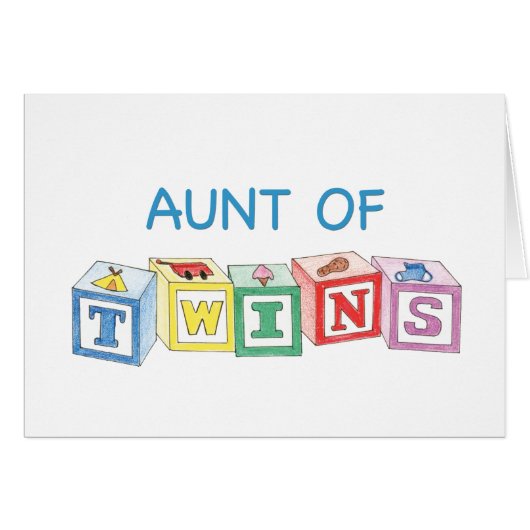 Aunt of Twins Blocks Cards (Front Horizontal)