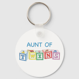 Aunt of Twins Blocks Keychain