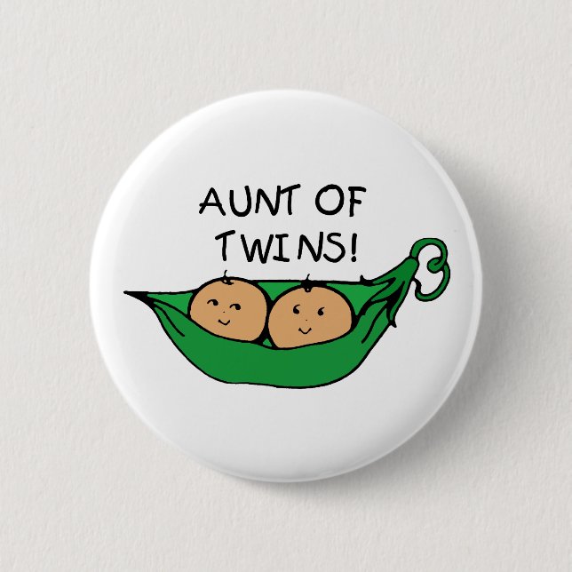 Aunt of Twins Pod Pinback Button (Front)