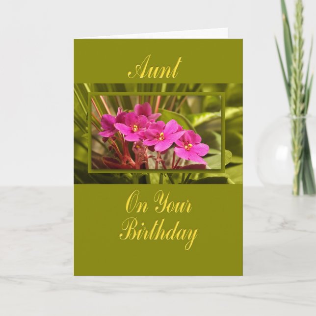 Aunt on Birthday — African Violet Card (Front)