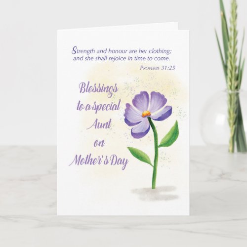 Aunt on Mothers Day Blessing Violet Flower Card