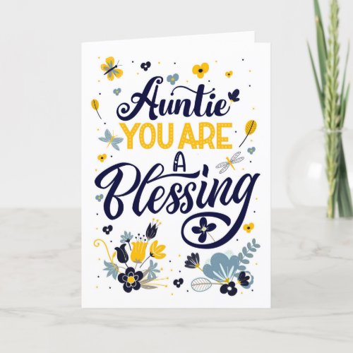 Aunt on Mothers Day You are a Blessing Botanical Holiday Card