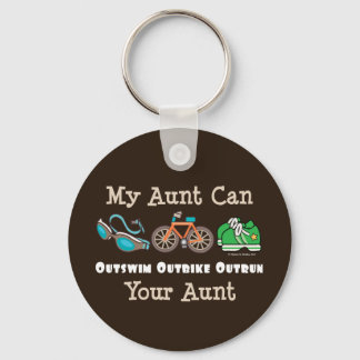 Aunt Outswim Outbike Outrun Triathlon Key Chain
