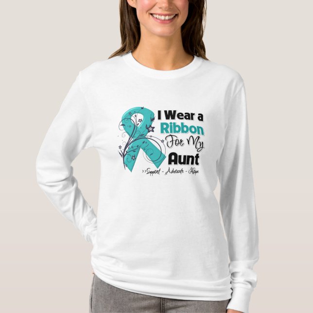 Aunt - Ovarian Cancer Ribbon T-Shirt (Front)