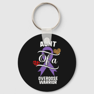 Aunt Overdose Awareness Leopard Buffalo Plaid Fami Keychain
