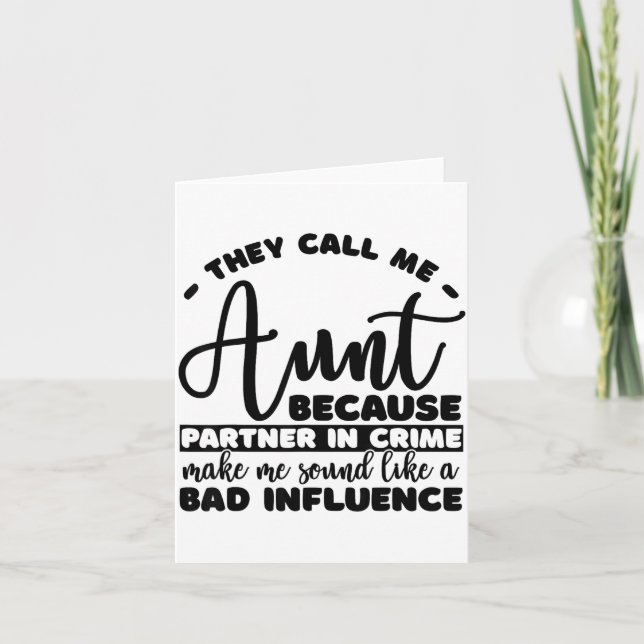 Aunt Partner In Crime Shirt Aunt Tee Shirts Sarcas Card (Front)