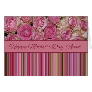 Aunt Pastel roses & stripes Mother's Day Cards