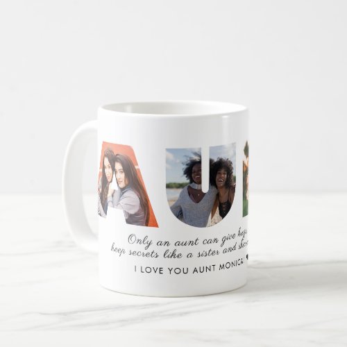 AUNT Photo Collage Love You Auntie Modern Script Coffee Mug