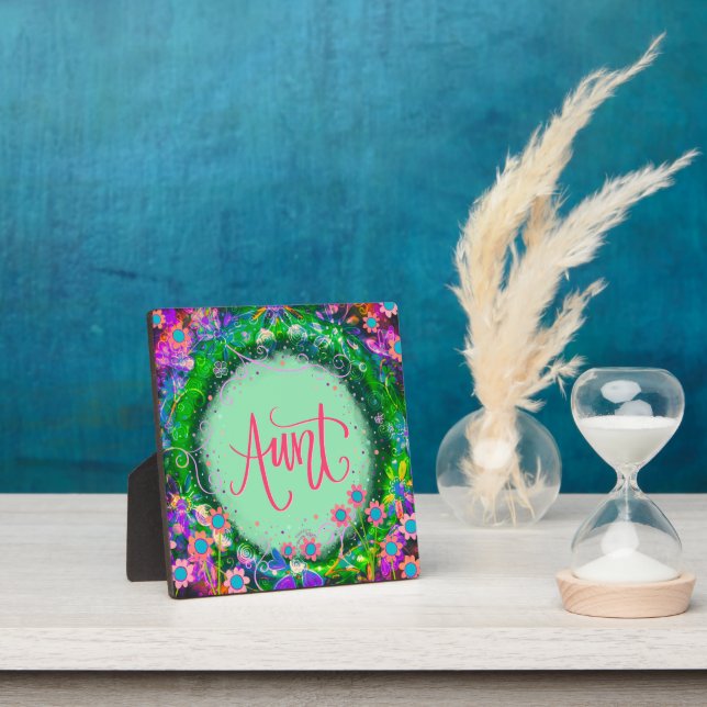 Aunt Pretty Pink Floral Inspirivity Plaque (Insitu)