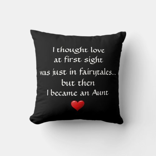 Aunt Quote Saying Elegant Black Throw Pillow