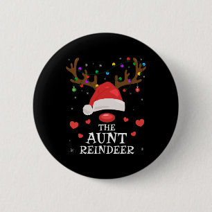 Aunt Reindeer Family Matching Christmas Auntie Aun Button