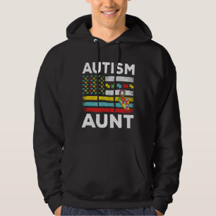 Aunt Special Puzzle Flag Autism Awareness Hoodie