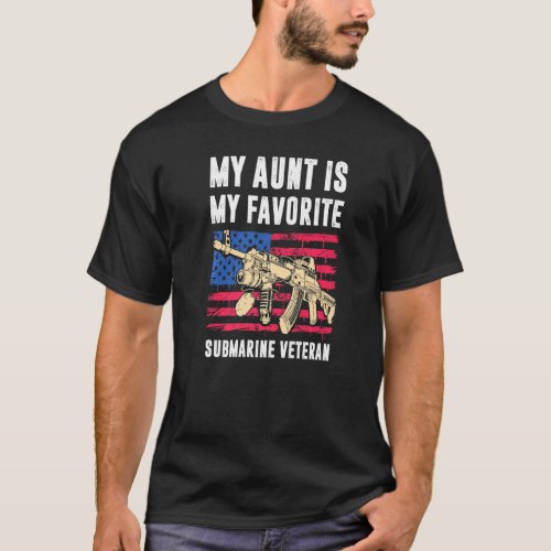 Aunt Submarine Veteran American Flag  Proud Vetera T_Shirt