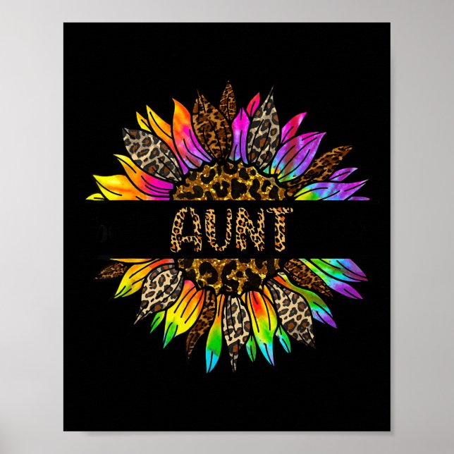 Aunt sunflower leopard tie dye auntie mothers day  poster (Front)