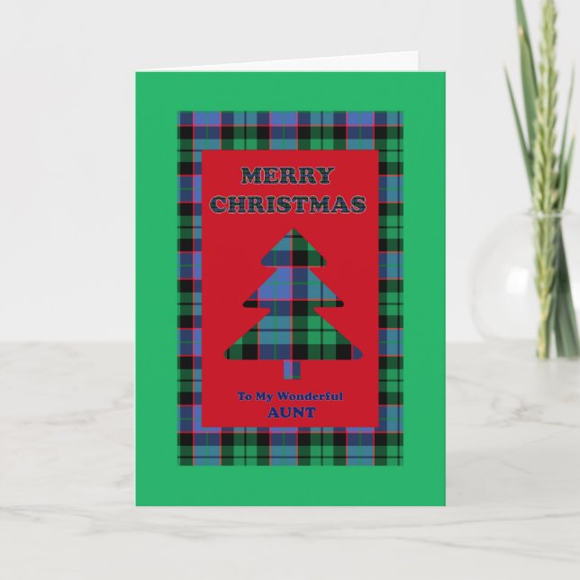 Aunt, Tartan Christmas Tree Holiday Card (Front)