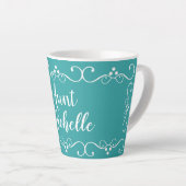 Aunt Teal Typography Name Coffee Mug (Right Angle)