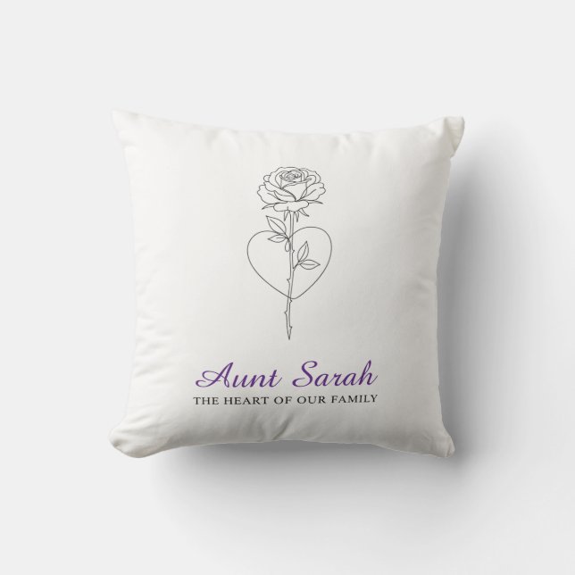 Aunt Throw Pillow – The Heart of Our Family (Front)
