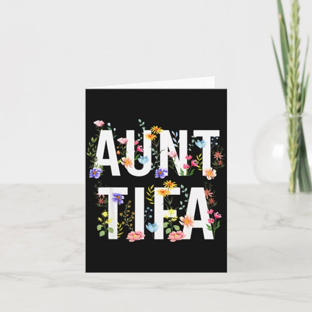 Aunt Tifa - Retro Wildflowers Floral Feminist Mom  Card (Front)