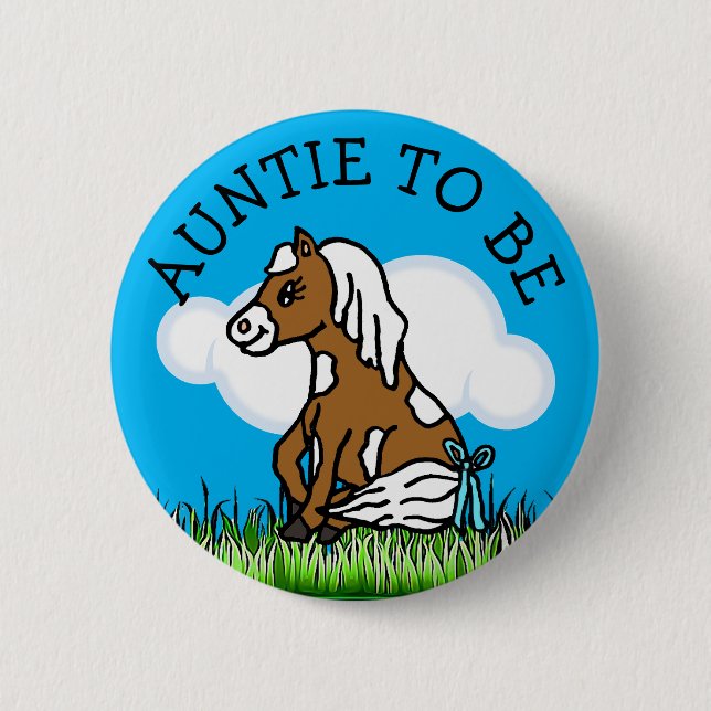 Aunt  to Be Baby Shower Farm Animal Themed Button (Front)