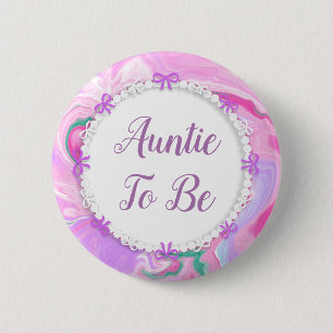 Aunt To Be Baby Shower Pink & Purple Button