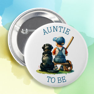 Aunt To Be Boy's Baseball Baby Shower Button