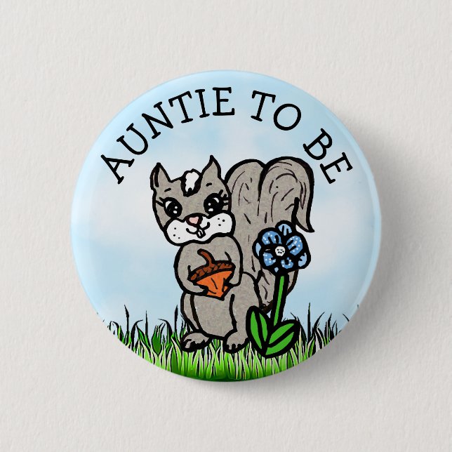 Aunt to be Little Fox Baby Shower Button (Front)