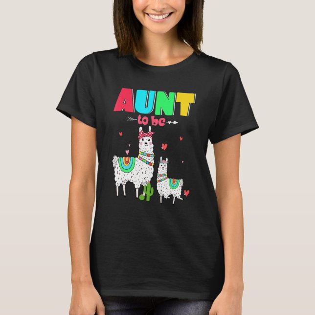 Aunt To Be Llama Funny Llama Farm Baby Shower T-Shirt (Front)