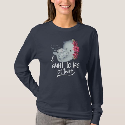 Aunt To Be Of Twins Elephant Baby Shower  T_Shirt