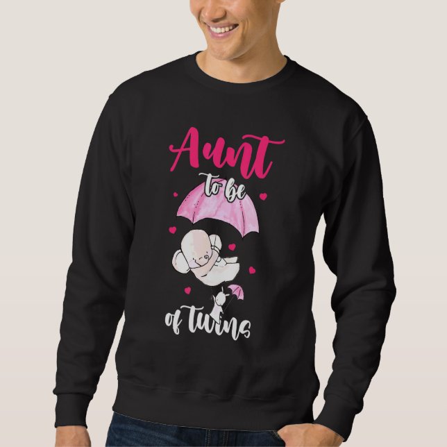 Aunt To Be Of Twins Niece And Nephew Elephant Umbr Sweatshirt (Front)