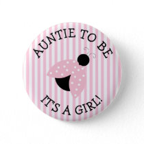 Aunt To Be Pink Ladybug Baby Shower Button