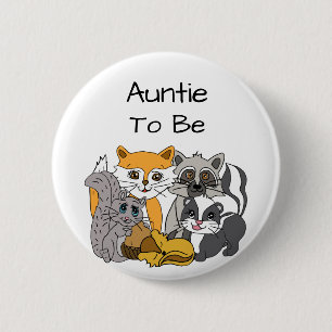 Aunt to be Woodland Forest Animals Baby Shower B Button