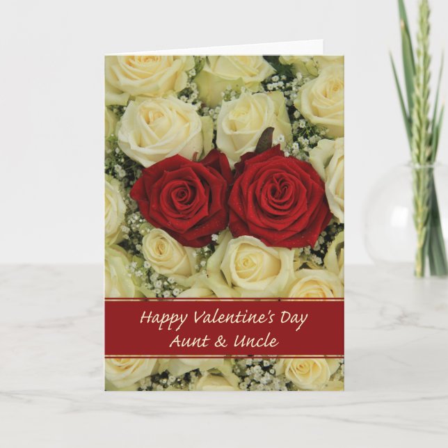 Aunt & Uncle   Happy Valentine's Day Roses Holiday Card (Front)