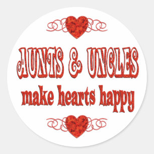 Aunt & Uncle Hearts Classic Round Sticker