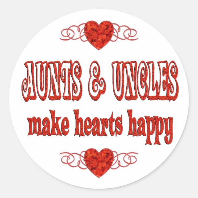 Aunt & Uncle Hearts Classic Round Sticker (Front)