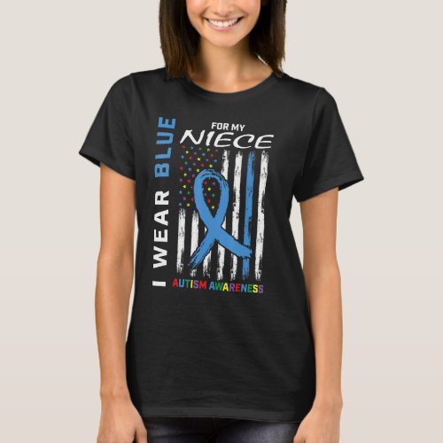 Aunt Uncle I Wear Blue For My Niece Autism Awarene T_Shirt