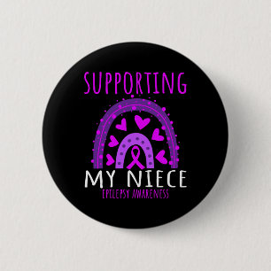 Aunt Uncle Men Women Purple Niece Support Epilepsy Button