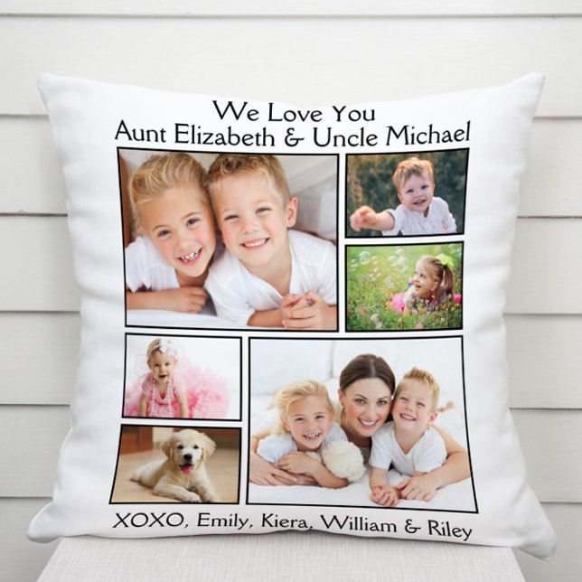 Aunt Uncle Photo Collage Throw Pillow (Creator Uploaded)