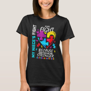 Aunt Uncle Puzzle Heart Blue Fighter Niece Autism T-Shirt