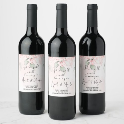 Aunt  Uncle to Be Pregnancy Announcement Friends Wine Label