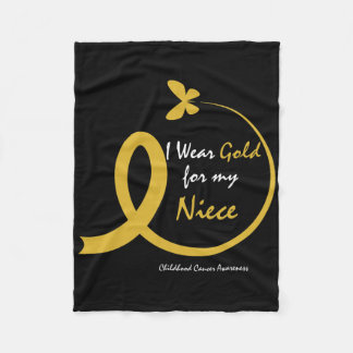 Aunt Uncle Wear Gold For My Niece Childhood Cancer Fleece Blanket