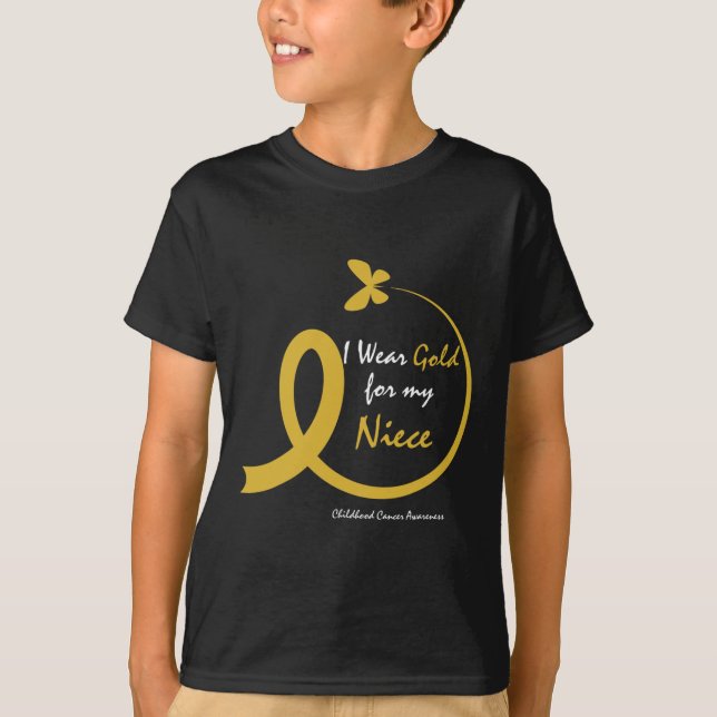 Aunt Uncle Wear Gold For My Niece Childhood Cancer T-Shirt (Front)
